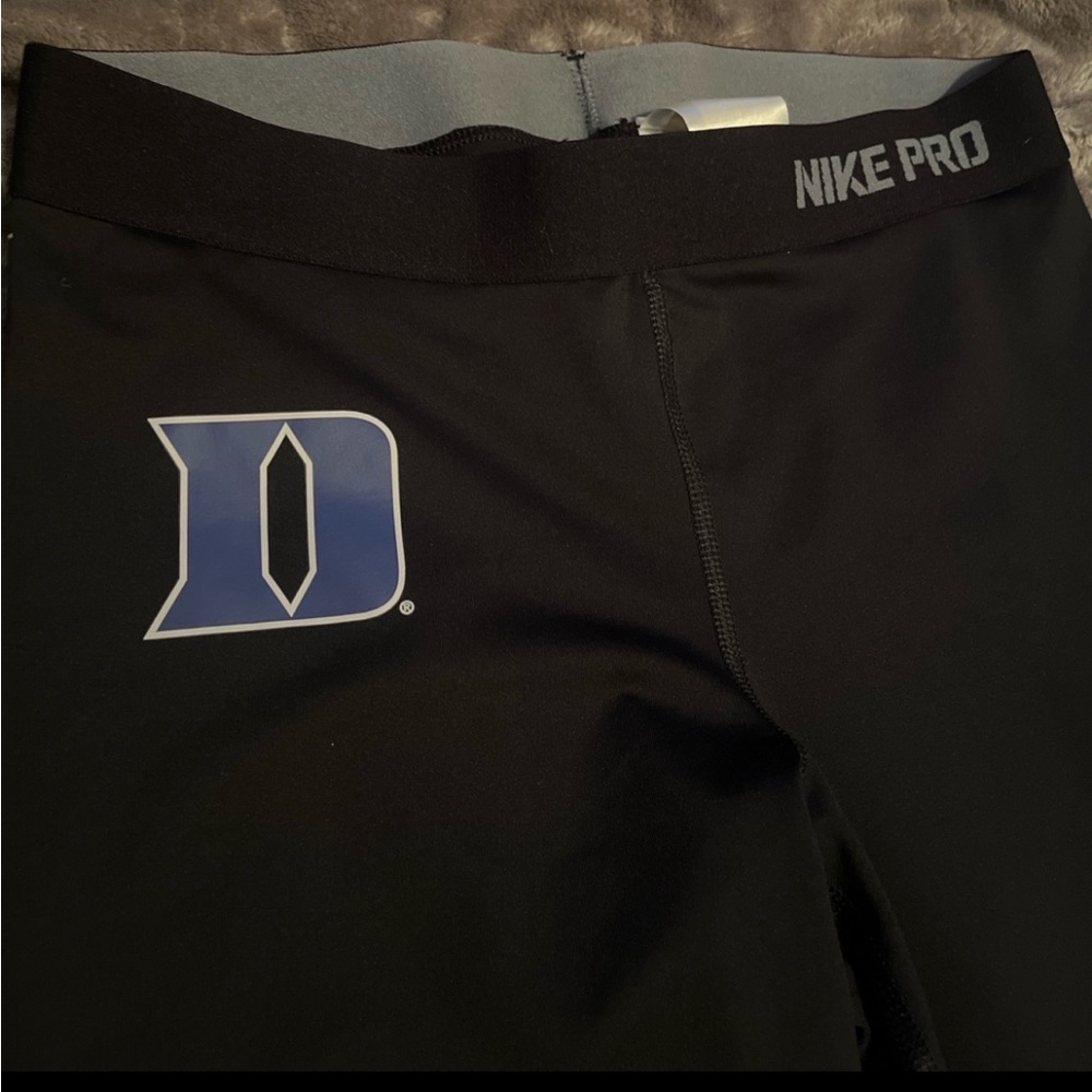 NikePro Dry Fit Black Capri Leggings with Duke blue devil logo women's Small - Picture 3 of 8